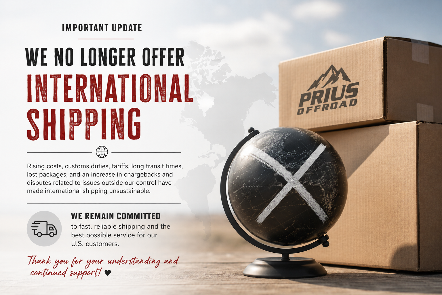 Why Prius Offroad No Longer Offers International Shipping